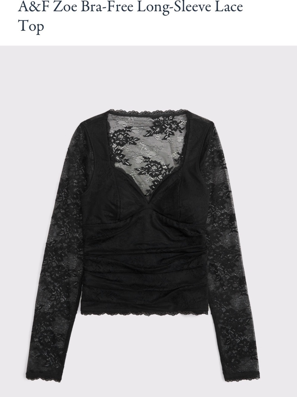 Abercrombie & Fitch Black Lace Zoe Bra-Free Long-Sleeve Top